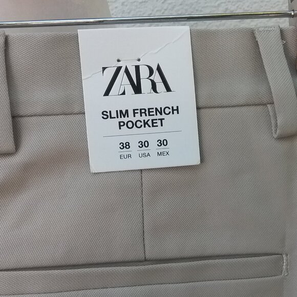 Zara Pants Men's Slim French Pocket 30 Khaki Color NEW - Picture 3 of 7
